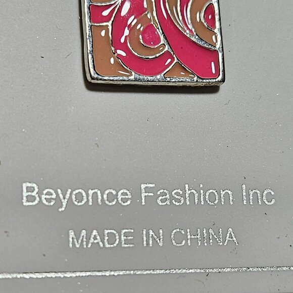 Beyonce Fashion Pink Gold Abstract Pendant Necklace Earring Set Jewelry Women - Picture 7 of 7